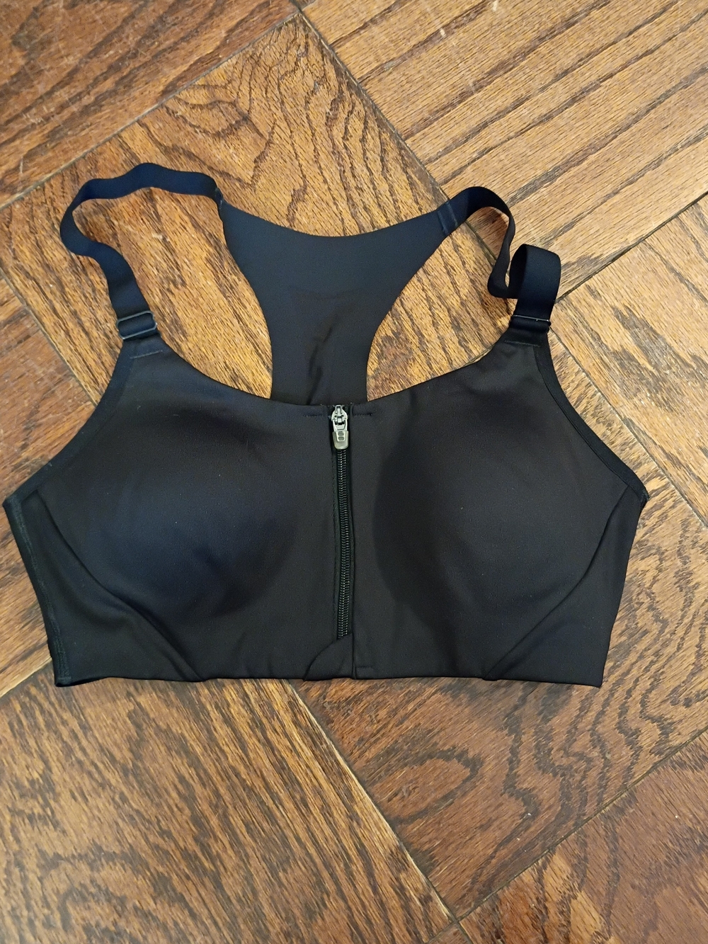 All In Motion Black High Support Front Zip Racerback Sports Bra Size 34B
